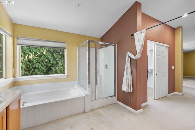 15111 Oyer Dr, Oregon City, OR 97045 - full bathroom with a shower stall, a garden tub, baseboards, and vanity