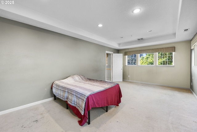 15111 Oyer Dr, Oregon City, OR 97045 - bedroom with baseboards, recessed lighting, a tray ceiling, and carpet floors