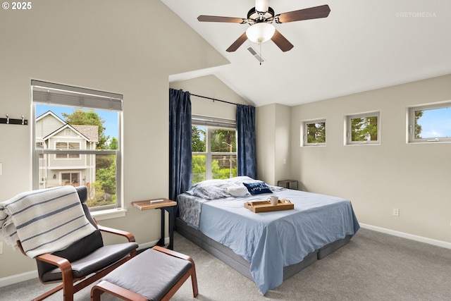 1902 NE 48th Way, Hillsboro, OR 97124 - bedroom featuring lofted ceiling, carpet, baseboards, and ceiling fan