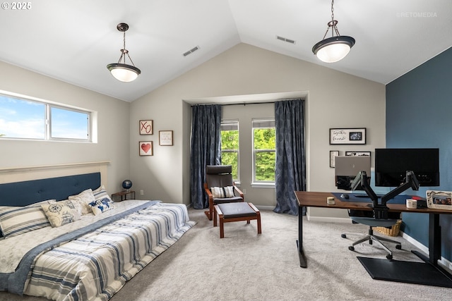 1902 NE 48th Way, Hillsboro, OR 97124 - bedroom with vaulted ceiling, a desk, carpet flooring, and baseboards