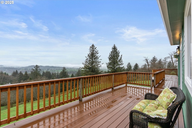 deck featuring a mountain view