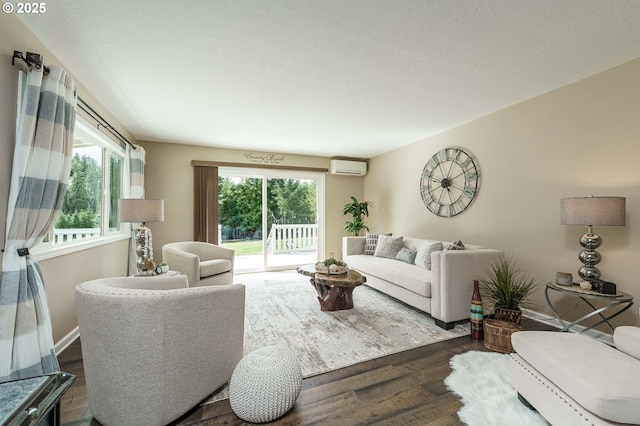 20256 S Swank Rd, Colton, OR 97017 - living room featuring a wall mounted air conditioner and dark wood finished floors