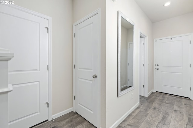 corridor featuring light wood-type flooring