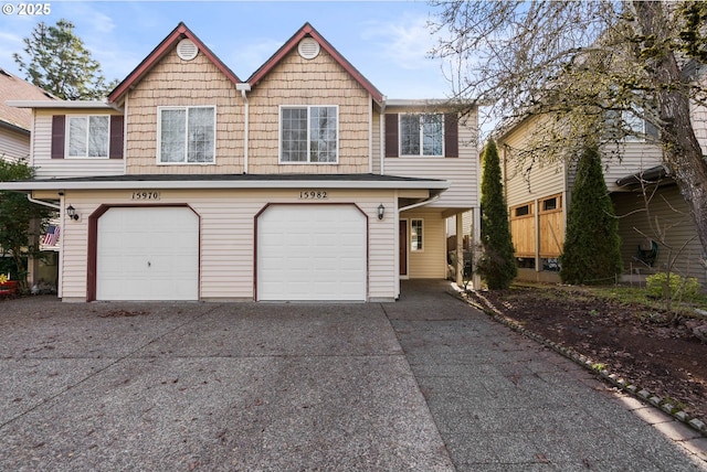 view of front of property with a garage