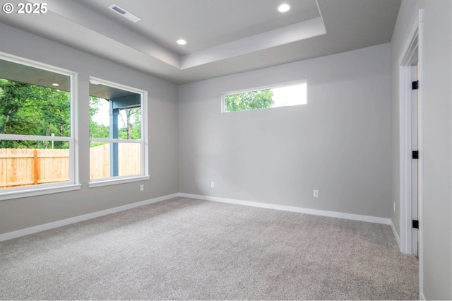 12812 NE 109th St, Vancouver, WA 98682 - carpeted empty room with baseboards, recessed lighting, a raised ceiling, and visible vents