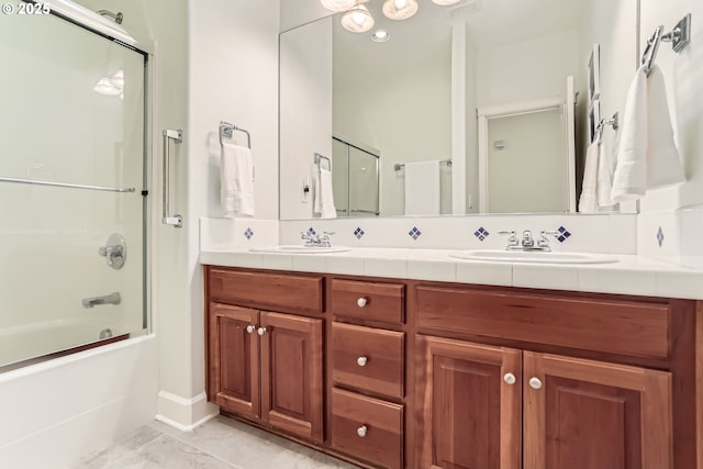 31235 SW Willamette Way, Wilsonville, OR 97070 - full bathroom featuring double vanity and shower / bath combination with glass door