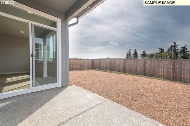 view of yard with a patio area and a fenced backyard