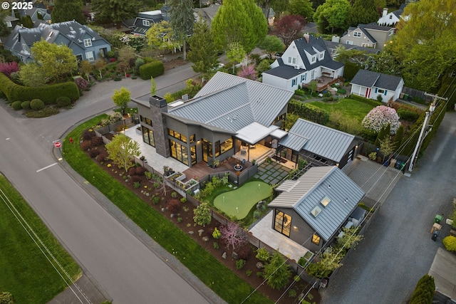 aerial view with a residential view