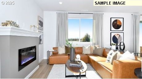 living room with light wood-type flooring