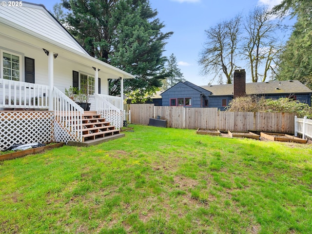 8920 SW 9th Dr, Portland, OR 97219 - view of yard with stairway, a garden, and a porch