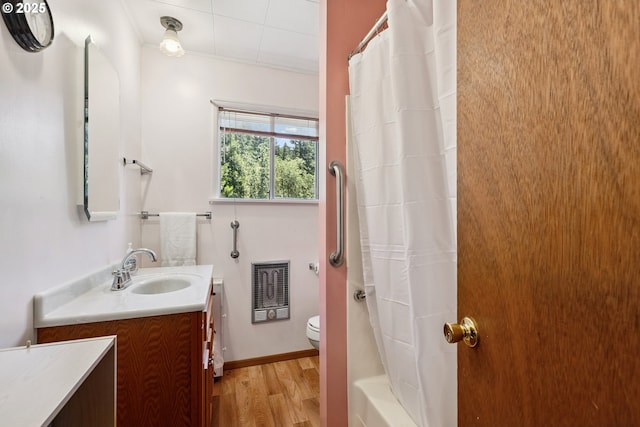 7291 Rice Valley Rd, Oakland, OR 97462 - bathroom with vanity, wood finished floors, and shower / bath combination with curtain