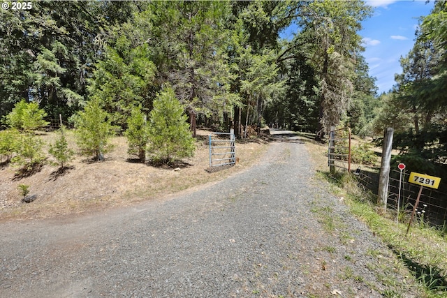 7291 Rice Valley Rd, Oakland, OR 97462 - view of dirt / gravel driveway featuring a gated entry