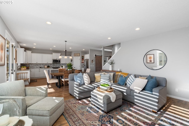 living room with wood-type flooring