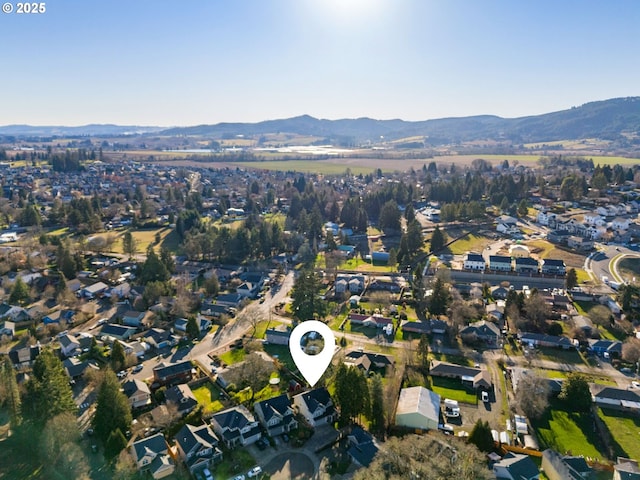 drone / aerial view with a mountain view