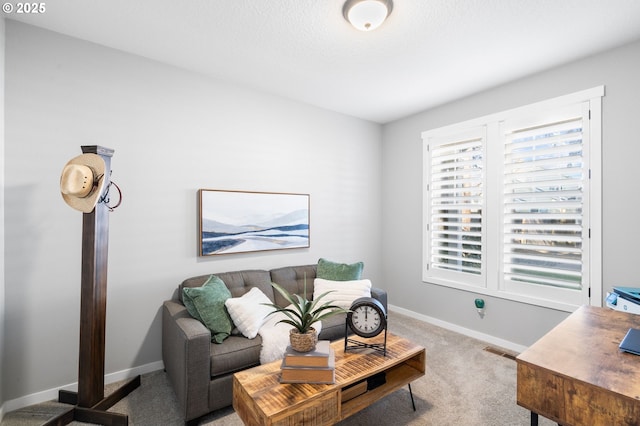 living room with light carpet