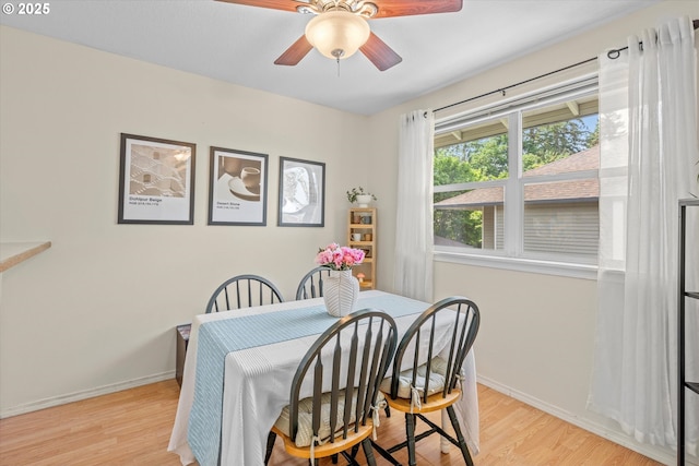 4728 W Powell Blvd Unit 231, Gresham, OR 97030 - dining space with a ceiling fan, light wood-type flooring, and baseboards