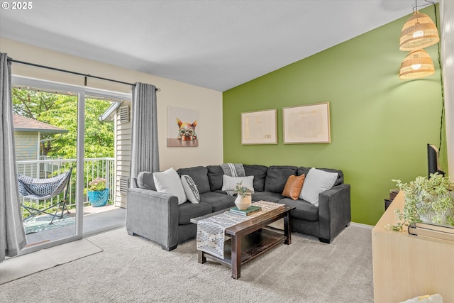 4728 W Powell Blvd Unit 231, Gresham, OR 97030 - carpeted living room featuring vaulted ceiling