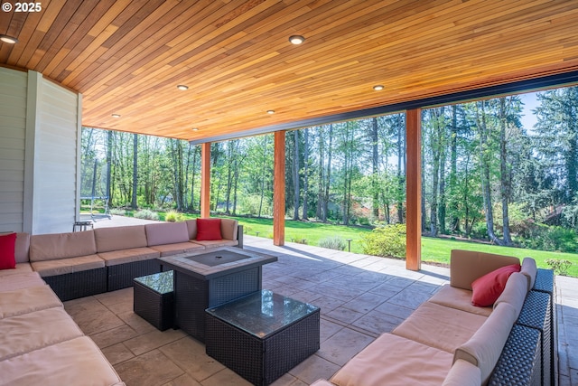 8751 SW 194th Pl, Beaverton, OR 97007 - view of patio with an outdoor living space and view of scattered trees