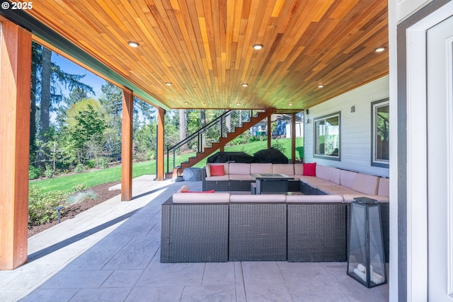 8751 SW 194th Pl, Beaverton, OR 97007 - view of patio / terrace featuring stairway and an outdoor hangout area