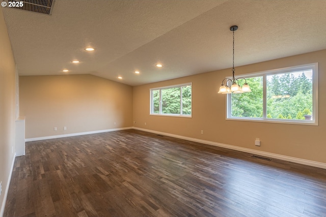 3026 NW Norwood St, Camas, WA 98607 - unfurnished room featuring dark wood-style flooring, baseboards, recessed lighting, a chandelier, and a textured ceiling