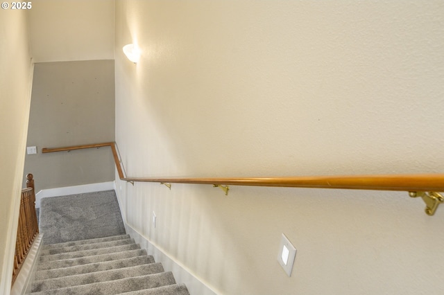 50 W Taylor St, Carlton, OR 97111 - stairs featuring carpet flooring and baseboards