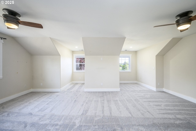 50 W Taylor St, Carlton, OR 97111 - bonus room with ceiling fan, light colored carpet, baseboards, lofted ceiling, and recessed lighting