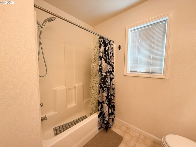 3000 Elm St, Baker City, OR 97814 - bathroom with shower / bath combo with shower curtain, toilet, tile patterned flooring, and baseboards