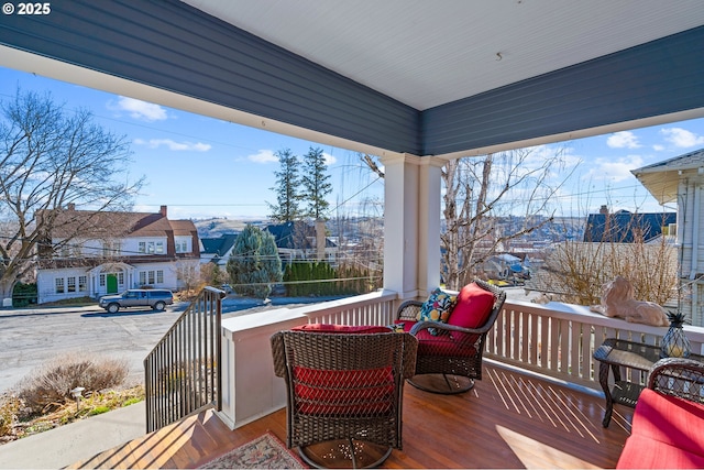 deck featuring covered porch