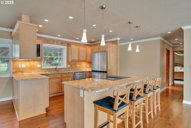 11675 SW Lynn St, Portland, OR 97223 - kitchen featuring appliances with stainless steel finishes, a sink, dark wood-style floors, recessed lighting, and baseboards