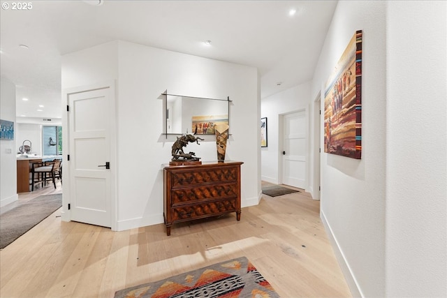 525 SE Marion St # 2, Portland, OR 97202 - corridor featuring wood finished floors, baseboards, and recessed lighting