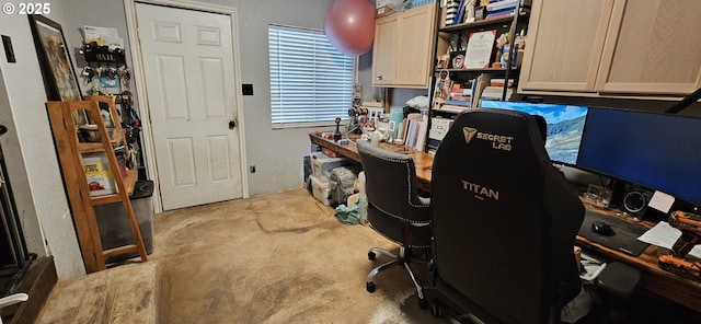 office with concrete flooring