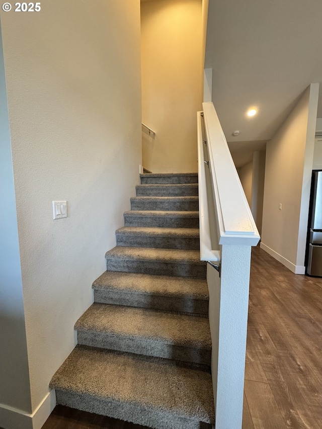 987 Farmington Dr, Junction City, OR 97448 - staircase with baseboards and wood finished floors