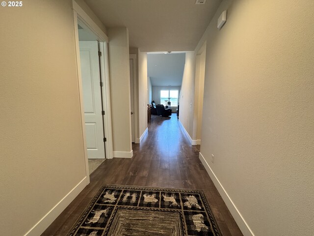987 Farmington Dr, Junction City, OR 97448 - hall with dark wood finished floors and baseboards