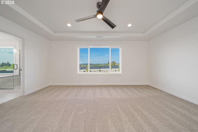 4308 N 12th Way, Ridgefield, WA 98642 - carpeted empty room with a raised ceiling, ceiling fan, and recessed lighting