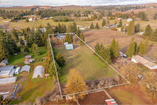 bird's eye view featuring a rural view