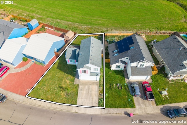 bird's eye view featuring a residential view