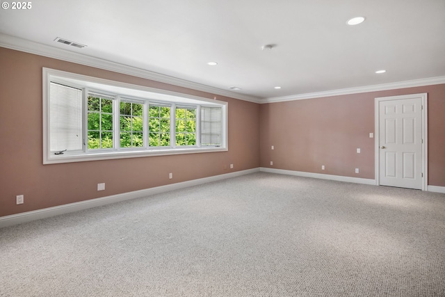 1500 SE Waverly Dr, Milwaukie, OR 97222 - spare room featuring ornamental molding, baseboards, light carpet, and recessed lighting