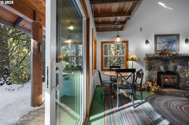 78596 E Rd 32, Government Camp, OR 97028 - dining room featuring beam ceiling and wood ceiling