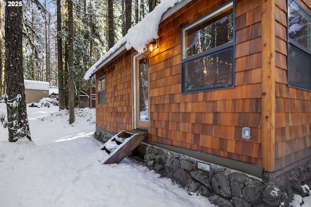 view of snowy exterior