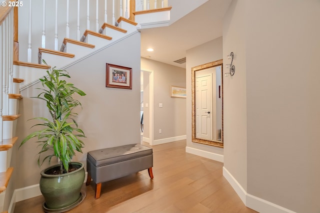 hallway featuring light wood-type flooring