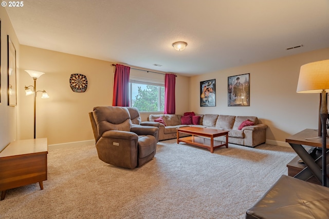 living room with carpet flooring