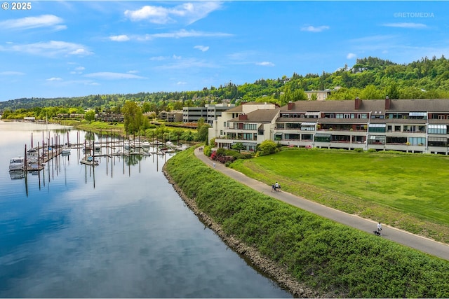 water view with a dock