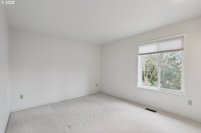 spare room featuring light colored carpet