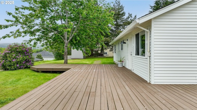 657 Summit Ave, Gearhart, OR 97138 - wooden terrace featuring a yard and an outdoor structure