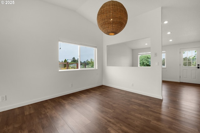 657 Summit Ave, Gearhart, OR 97138 - spare room with lofted ceiling, wood finished floors, baseboards, and recessed lighting