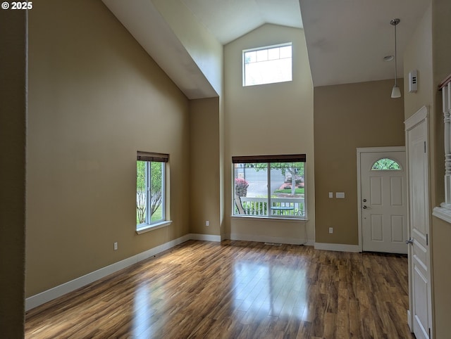 17458 SW Inkster Dr, Sherwood, OR 97140 - foyer featuring high vaulted ceiling and wood finished floors