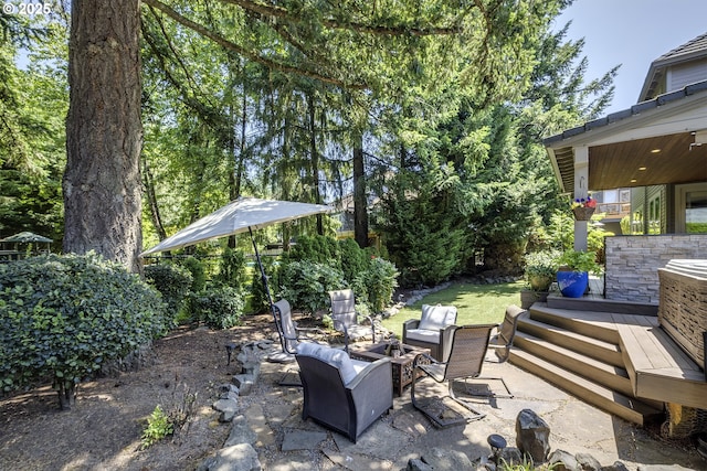 21540 SW 110th Pl, Tualatin, OR 97062 - view of patio featuring an outdoor living space and a wooden deck