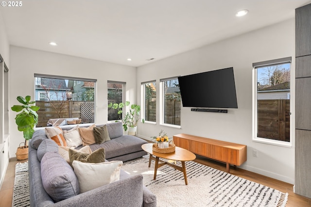 living room featuring light hardwood / wood-style floors