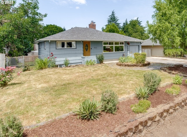 4312 NE 40th St, Vancouver, WA 98661 - view of front facade with a chimney, a shingled roof, and concrete driveway
