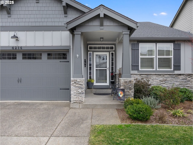 entrance to property with a garage